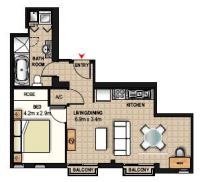 One Bedroom Floor Plan - Meriton Pitt St Apartments
